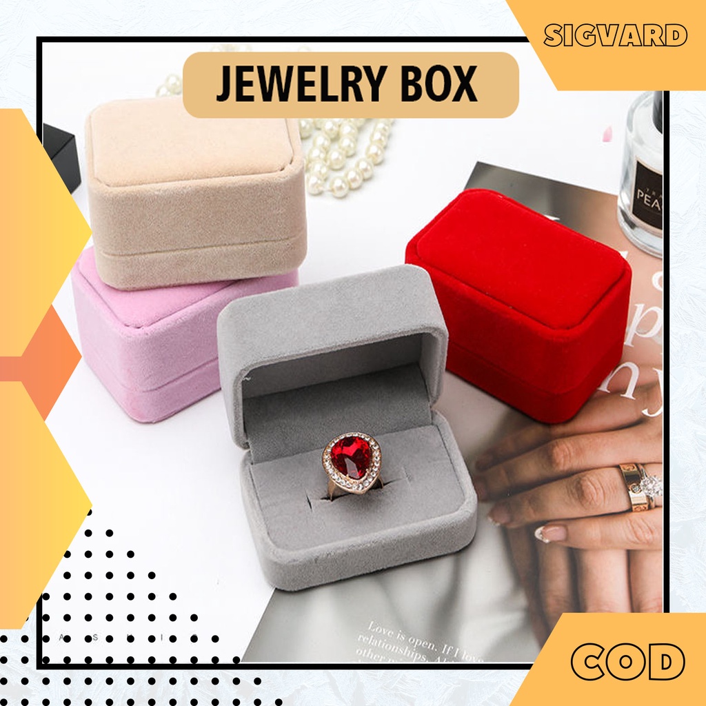 SIGVARDSTORE - Kotak Box Penyimpanan Perhiasan Mas Kawin Travel Jewelry Anting Cincin TK07