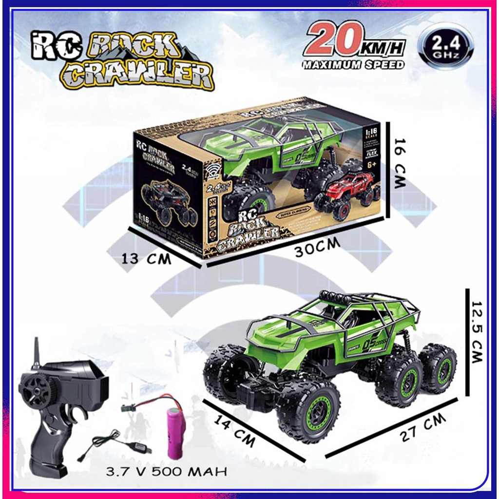 RC Mobil Mainan Offroad 4WD Rock Crawler 6 Roda Remote Kontrol Anak Laki Laki