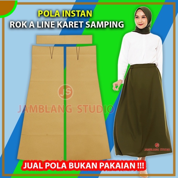 Pola Instan Rok A Line Karet Samping | Aneka Pola