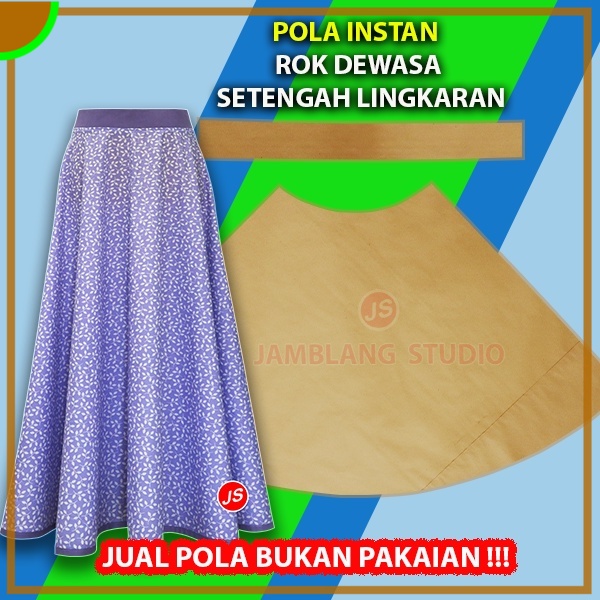 Pola Instan Rok Dewasa Setengah Lingkaran | Aneka Pola