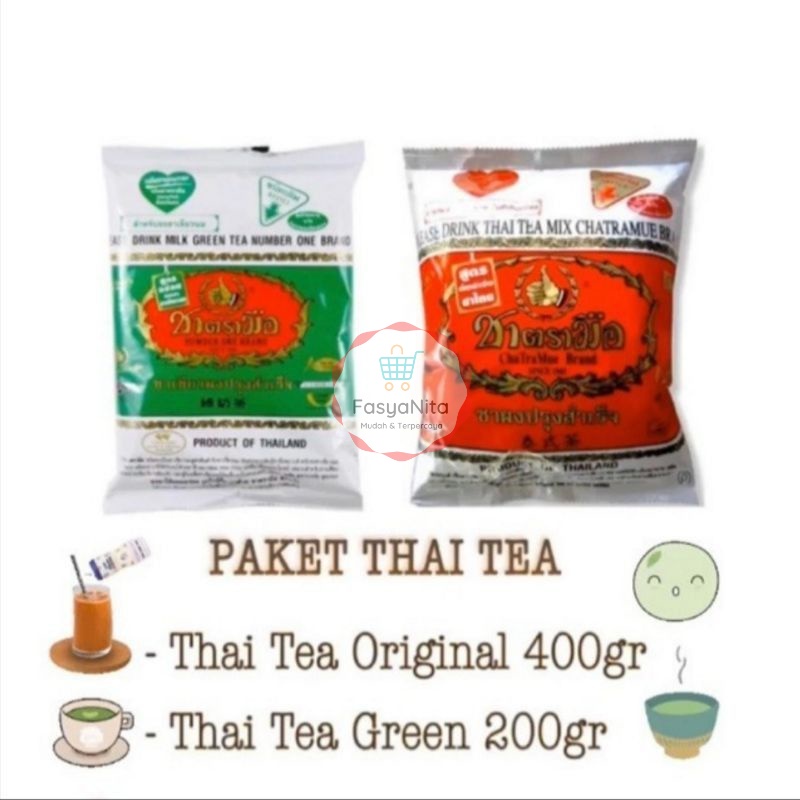 

CHATRAMUE BRAND RED THAI TEA 400GR / GREEN TEA 200GR - DAUN TEH MERAH THAILAND - TEH TARIK - TEH DUM DUM - DAUN TEH HIJAU ASLI - AUTHENTIC GREEN THAI TEA IMPORT THAILAND