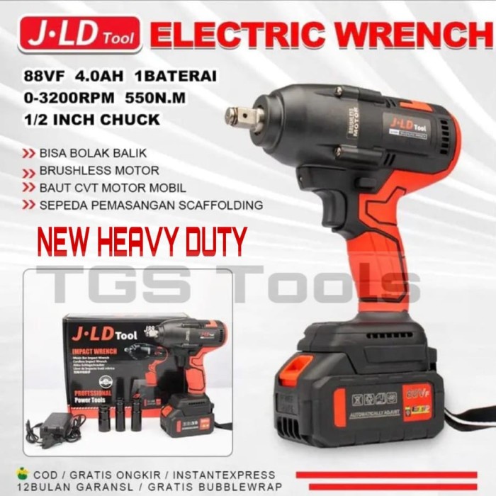 CORDLESS IMPACT WRENCH JUMBO JLD J-88S 550NM 1 BATERAI HEAVY DUTY-JLD