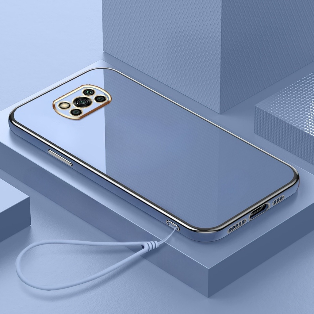 Soft Case Poco X3 X3 NFC X3 Pro Poco X5 5G Poco M3 Pro 5G Casing Elektro Plating Square Frame Free T