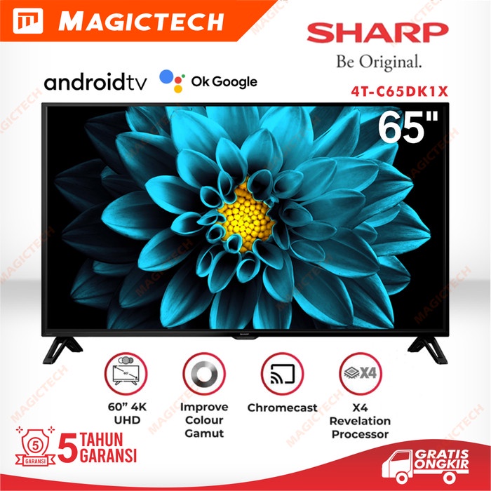TV LED SHARP 60 INCH / 60" 4T-C60DK1X SMART ANDROID TV 4K UHD HDR