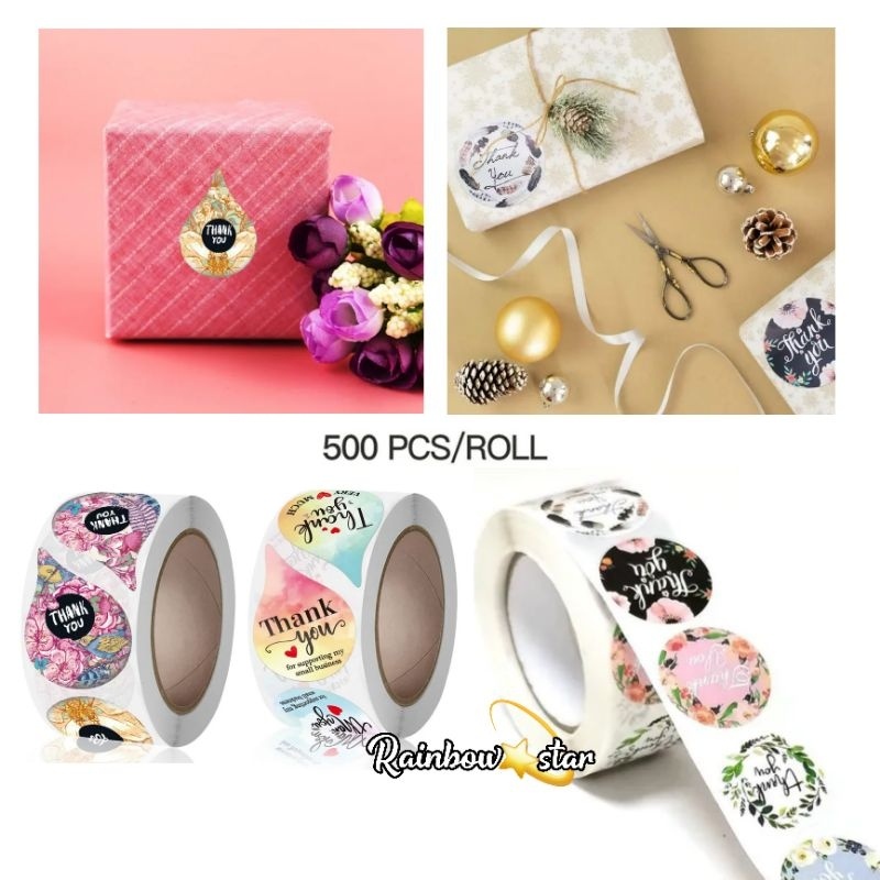 

[Charming.point] Sticker Thank You Isi 500pcs / Tear Drops Label Roll Stiker Thank You