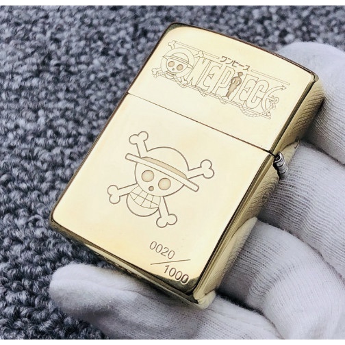 korek api Zippo gold motif grafir one piece full side original ping sound.