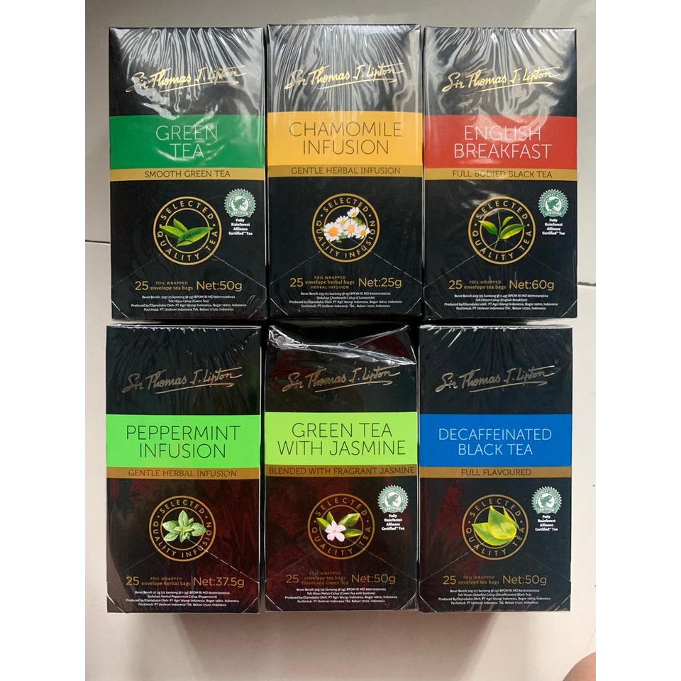 

Teh Celup Lipton Tea Chamomile Peppermint Earl Grey French Earl Grey Forest Berries Green Tea With Jasmine Green Tea English Breakfast Decaffeinated Black Tea Green Tea Sencha ORIGINAL BARU SEGEL GARANSI UANG KEMBALI