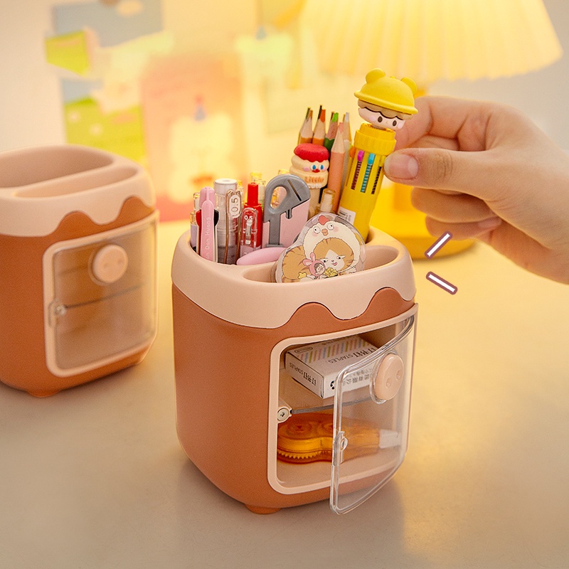 

Modis Multifungsi 2-Tier Laci Kotak Penyimpanan/Multifungsi Lucu Tempat Pena/Kantor Desktop