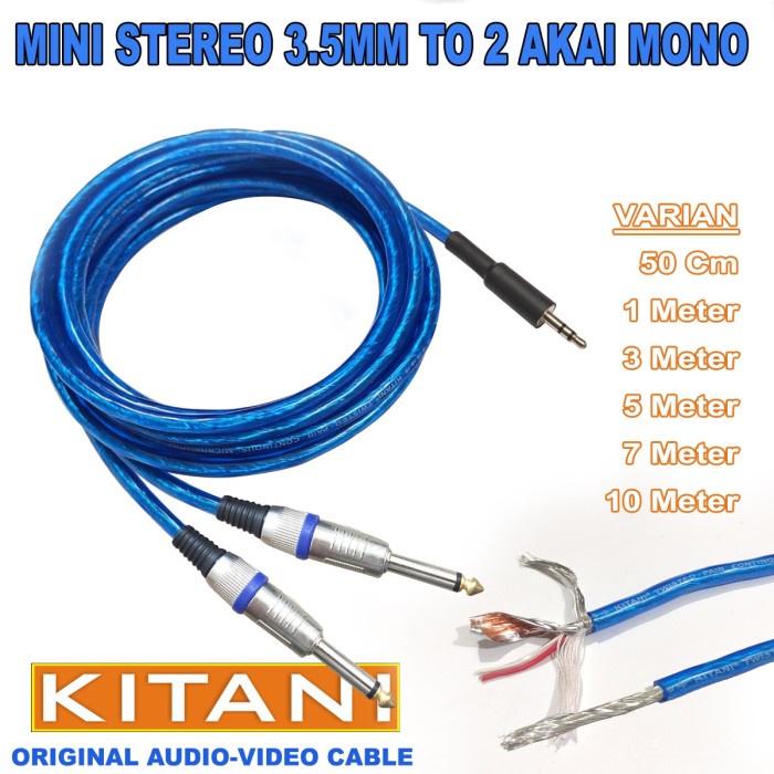JUAN- Kabel Audio Kitani Transparan ST Jack Mini Stereo 3,5 to 2x Akai Mono -