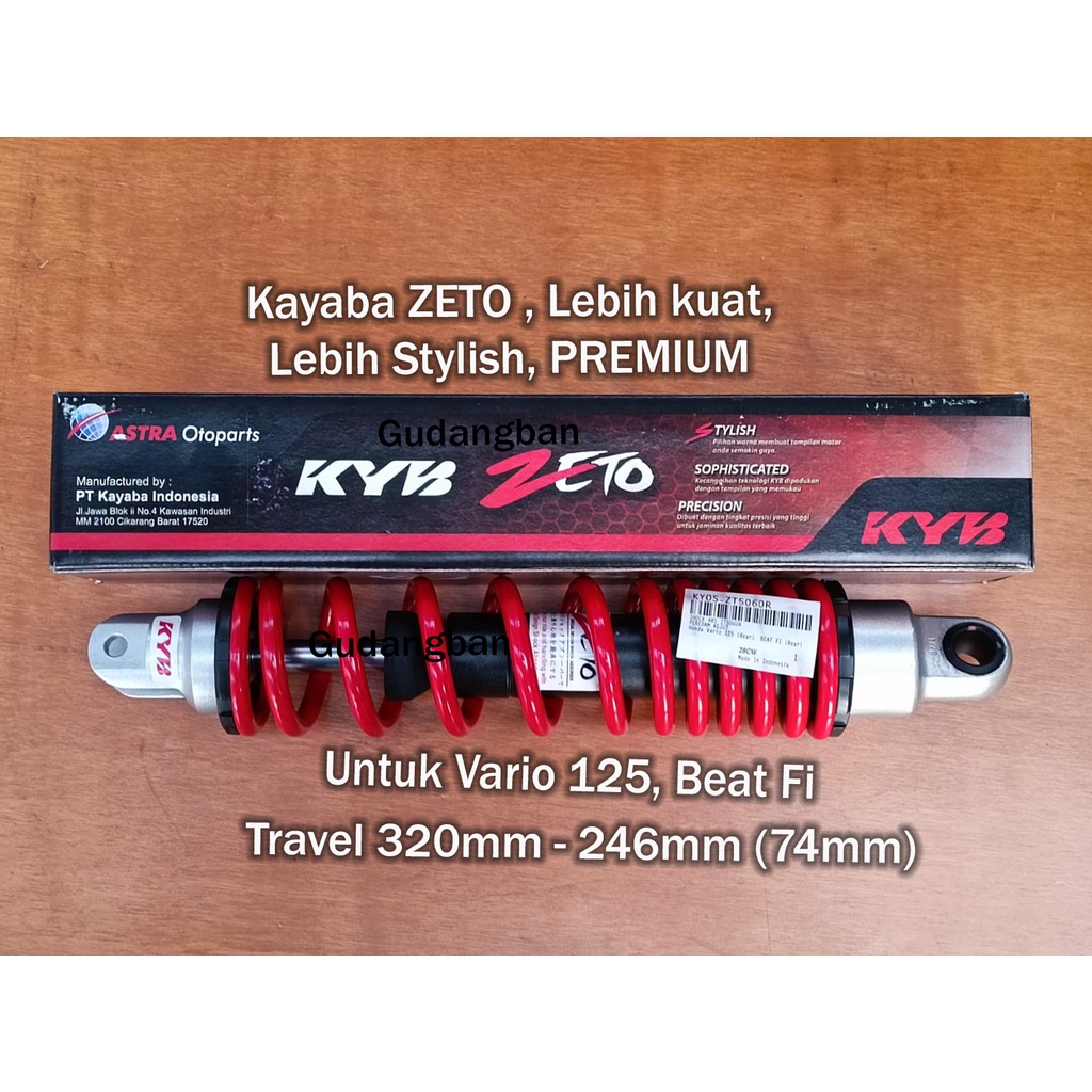 SHOCBREAKER KAYABA ZETO KYOS-ZT5060 MERAH KUNING PINK BIRU PUTIH belakang Vario beat fi 320 mm ORI