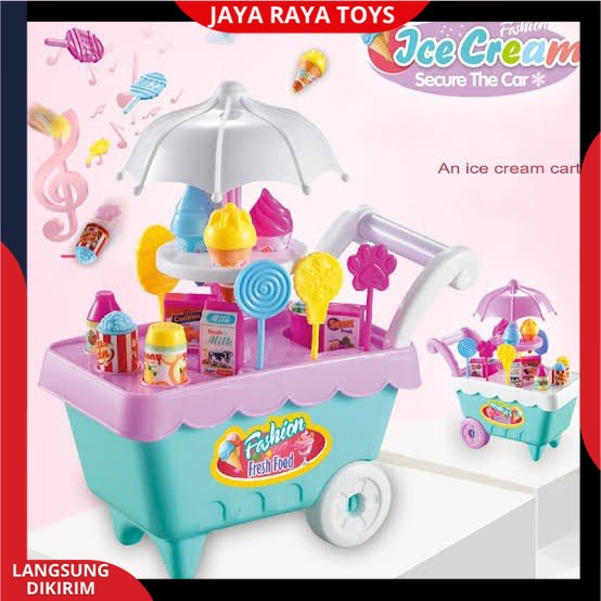 ( BISA COD ) PROMO Mainan Anak Gerobak Es Krim Permen Keranjang Bonus 2 Kuda Pony Anak-anak DIY Play Set Makanan Penutup Trolley Mainan Puzzle / Mainan Edukasi Anak / Mainan Anak Laki Laki / Mainan Anak Perempuan FI503 SNI