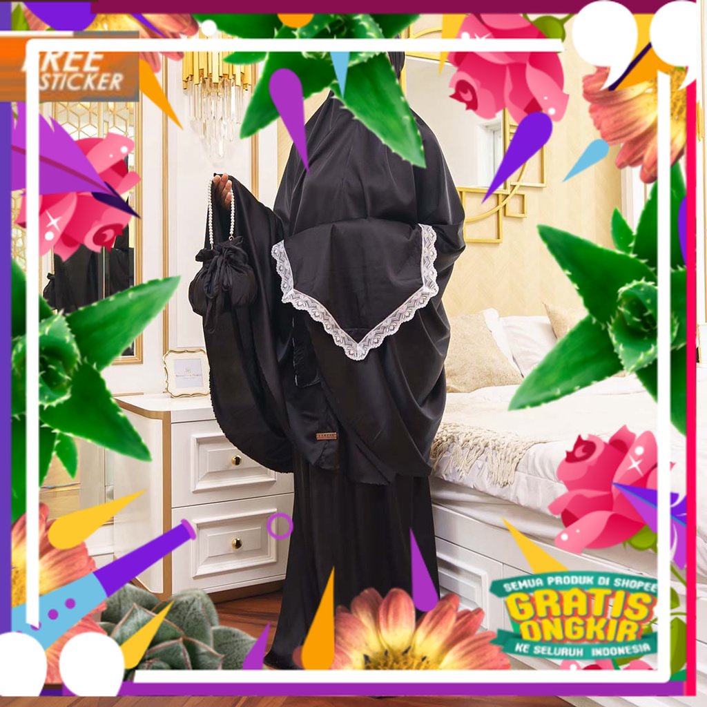 MUKENA LAKEYA DANIRA SERIES BLACK ALLSIZE BY OKI SETIANA DEWI/ solat sholat ied idul adha
