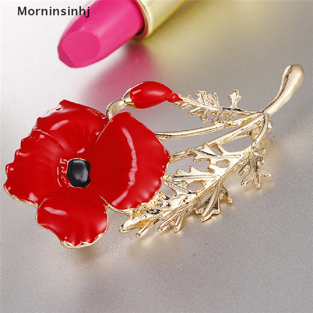 Bros Enamel Mornin Poppy Merah Bunga Bros Pin Wanita Hari Ibu Cinta Keluarga Perhiasan id