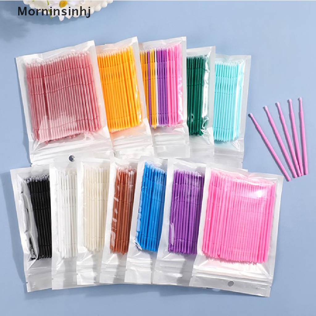 Mornin 100pcs /pack Sikat Mikro Yang Dapat Ditekuk Aplikator Microbrush Sekali Pakai Eyelash id