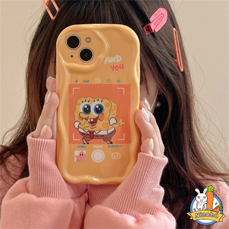 IPHONE Casing Kompatibel Untuk Iphone14 13 12 11 Pro Max X Xr Xs Max 8 7 6 6s Plus SpongeBob Couple Phone Case Perlindungan Lensa Kamera Penuh Penutup Ponsel Silikon Shockproof Cover Pelindung