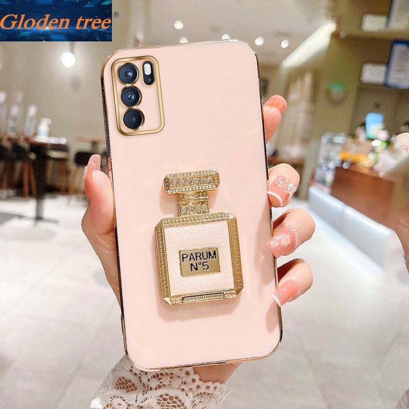 Gloden tree Casing Case Untuk OPPO Reno 6Z 5G Reno6Z Reno6 Pro 6 Reno6 Pro+5G Reno6 Pro 5G Case Dengan Botol Parfum Lipat Kickstand Cakupan Penuh Casing Kamera
