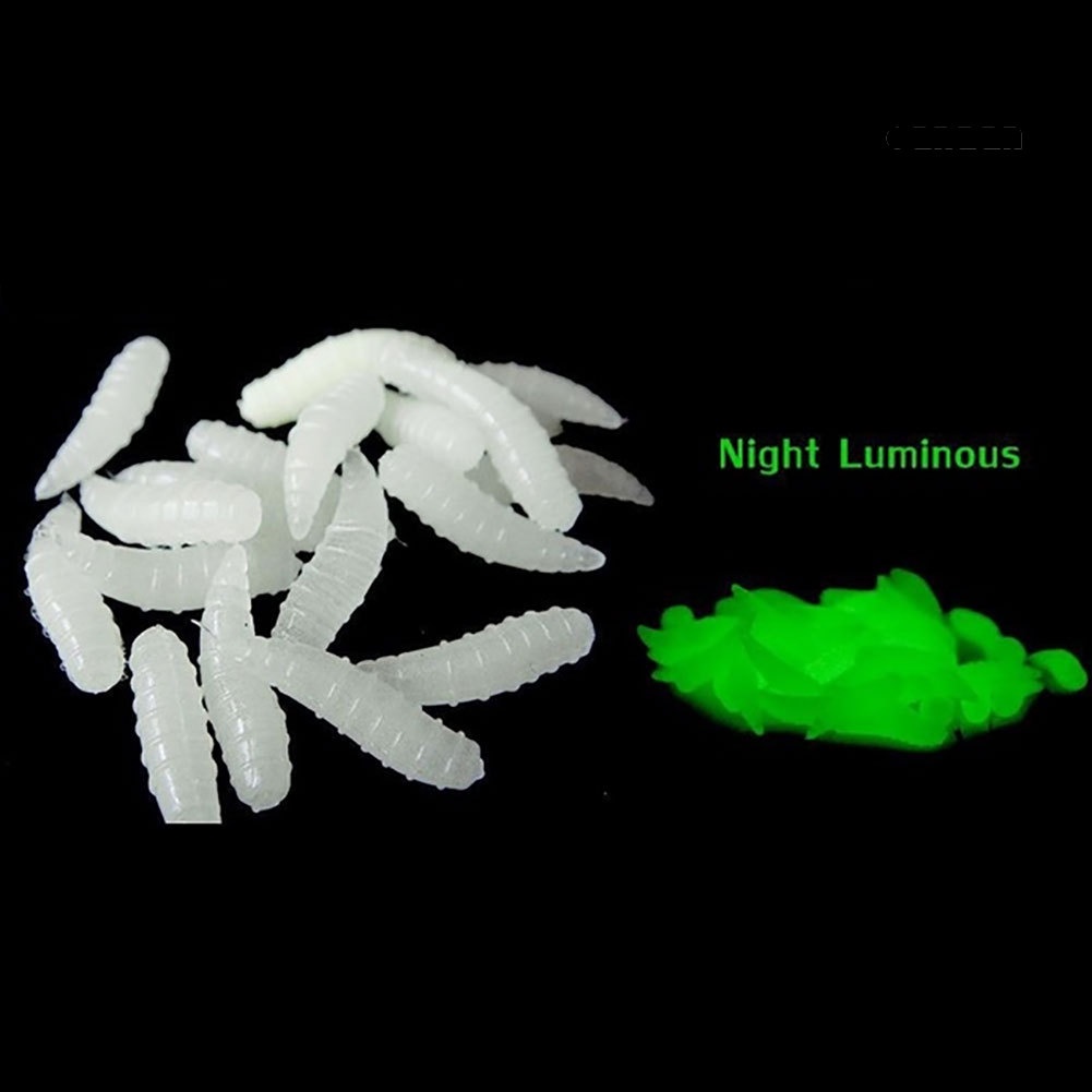 Cnn-1.6cm Sea Night Glow Pesca 50pcs Pemikat Pancing Maggot Grub Umpan Lembut Cacing Noctilucent Luminous H11759|26501perlengkapan Mancing