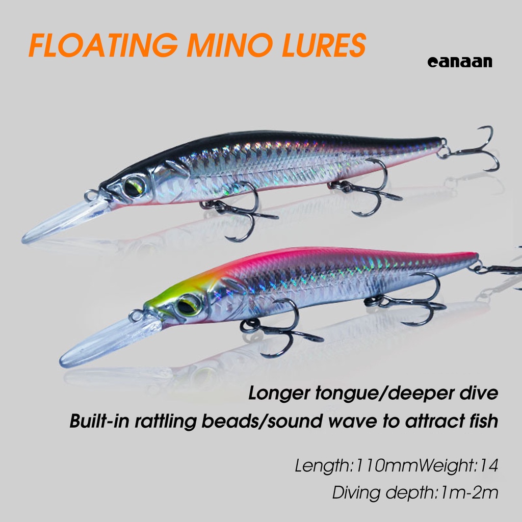 Cnn-14g/11cm Efisien Memancing Umpan Reflektif Berduri Treble Hook Ikan Kecil Umpan Alat Pancing