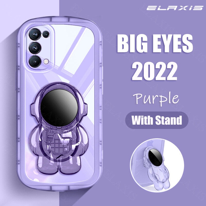 Andyh Untuk OPPO Reno5/Reno5 5G/reno5 Marvel Edition Phone Case Tahan Jatuh Transparan Chubby Lembut Silikon Dengan Penyangga Astronot2022 Desain Baru Ponsel Penutup Belakang