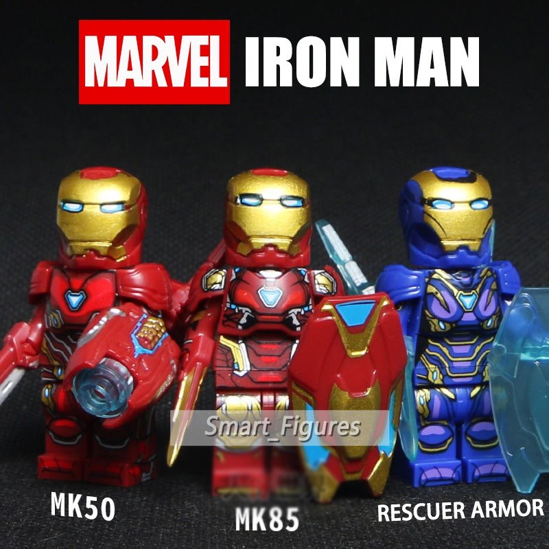 Koleksi Superhero Iron Man Spiderman American Team Hulk Mini Angka Puzzle Rakitan Blok Bangunan Mainan