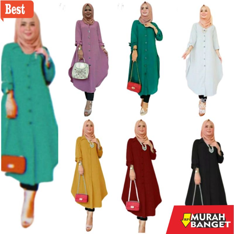 Tunik jumbo terbaru untuk wanita- Tunik Jumbo XXL LD 120 Cm Terbaru 2022 Polos Kerah Kemeja Full Kan