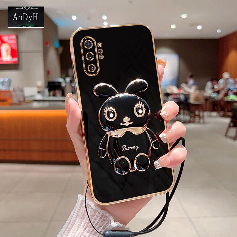 Andyh Case Handphone Untuk Samsung Galaxy Note10 Pro Note10Plus Note10+Kartun Lucu Kelinci Kecil Tepi Lurus Soft Shell Mengirim lanyard Silikon