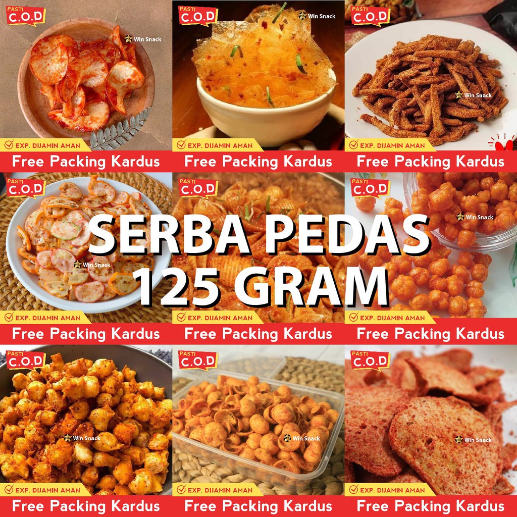 

TERMURAH snack kiloan makanan ringan serba pedas 125 gram jajanan jadul zaman now manis gurih asin