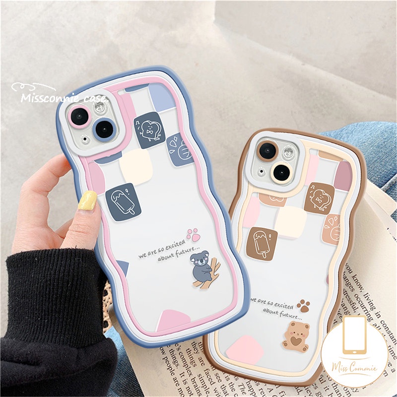 Casing Redmi 10A 10C 12C A1+9T 10a1 9 9A 9C NFC Redmi Note11 8 9s 11s 10s 9 10 11Pro 10Pro Max POCO M3 X3 NFC Pro Mi 11T Pro Soft Wavy Edge Kartun Beruang Lucu Kotak-Kotak Couple Case/Sarung Couple/Sarung Couple/Sarung Couple/Sarung Couple