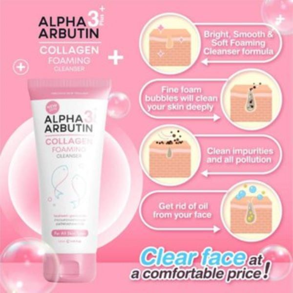 Precious Skin Thailand Alpha Arbutin 3+ Collagen Foaming Face Cleanser 120ml / Face Wash