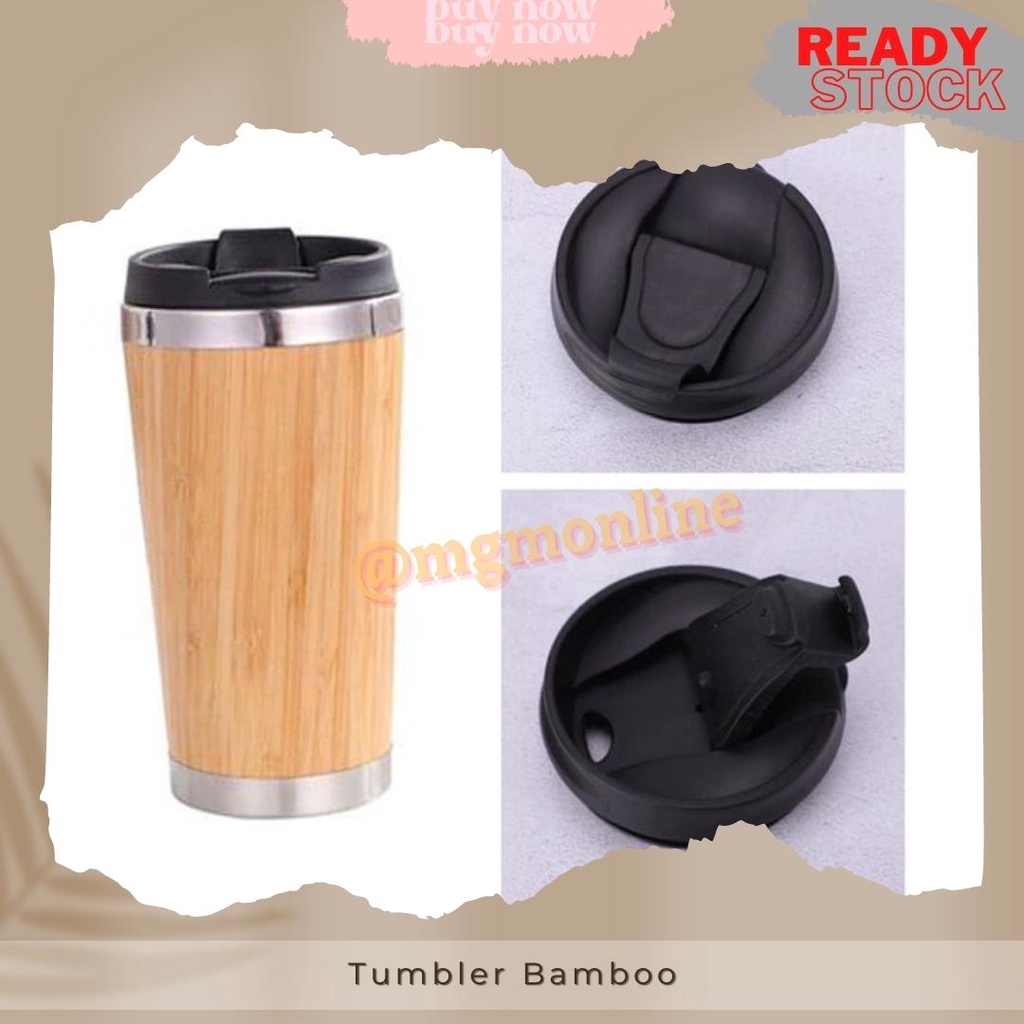 Tumbler Cosmo stainless bamboo 4500ml botol air bambu vaccum flask