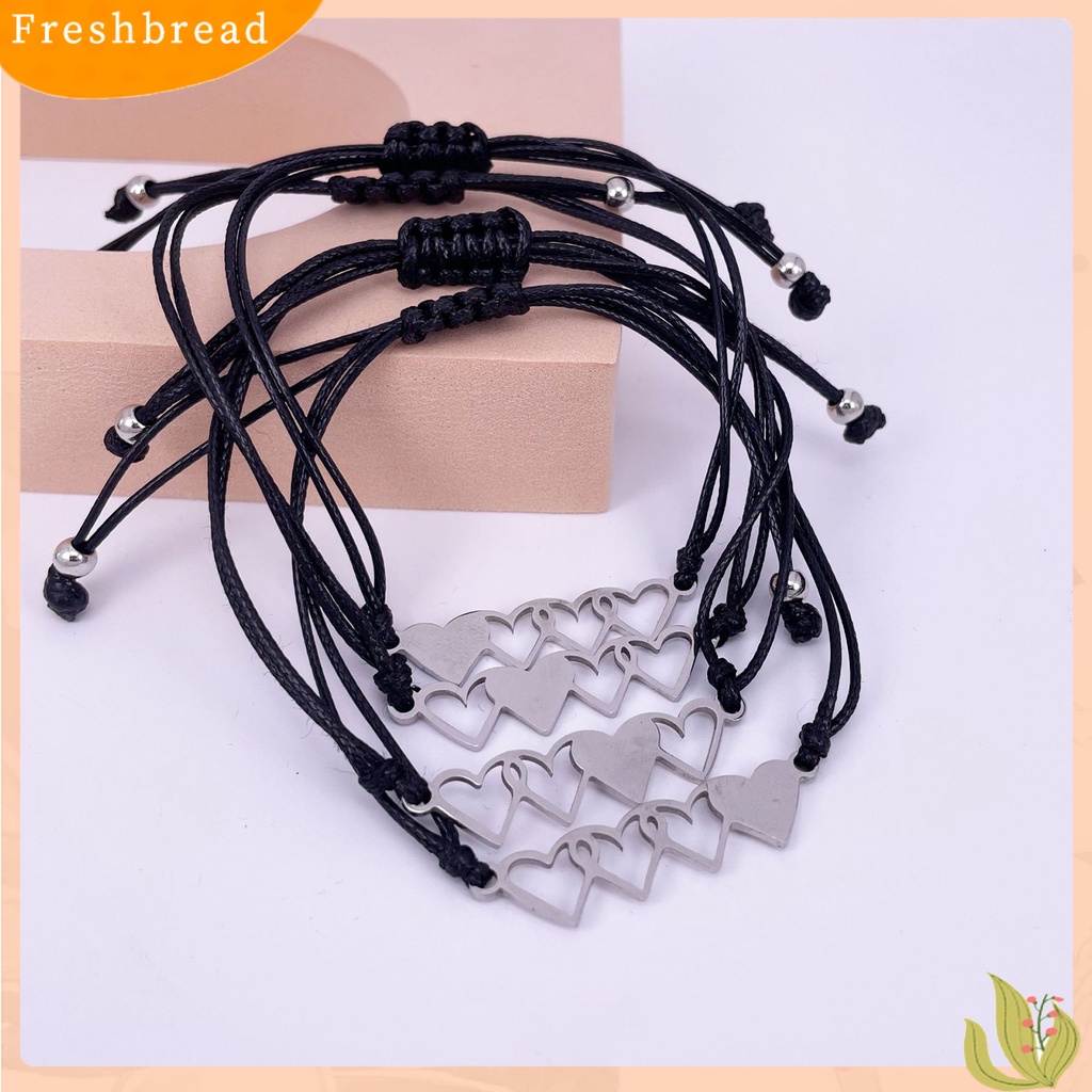 &lt; Freshbread &gt; 3/4Pcs Gelang Couple Adjustable Hand Made Hias Nyaman Dipakai Tinggi Dipoles Dekorasi Colorfast Hollow Matching Jarak Jantung Gelang