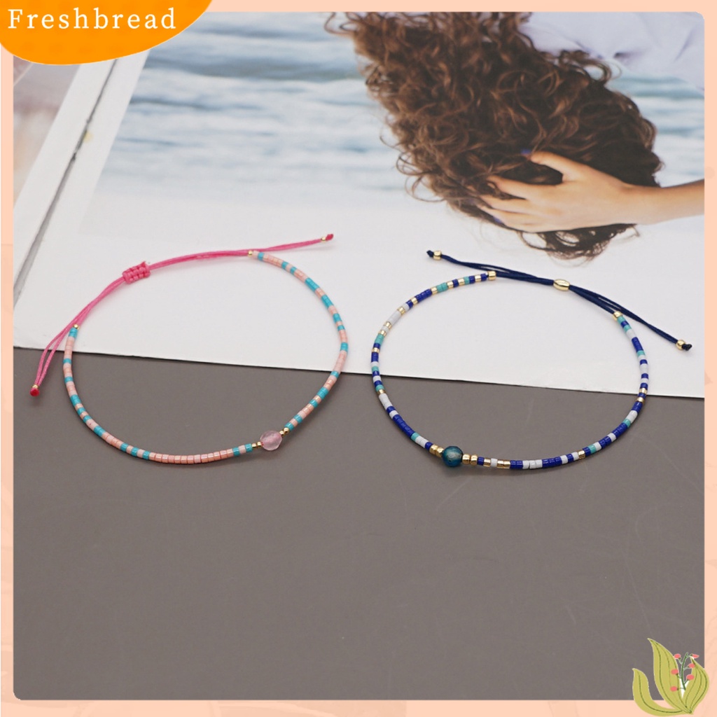 &lt; Freshbread &gt; Lady Gelang Gaya Boho Handmade Aesthetic Adjustable Faux Crystal Hias Menarik Bohemian Etnik Manik-Manik Gelang Wanita Aksesori