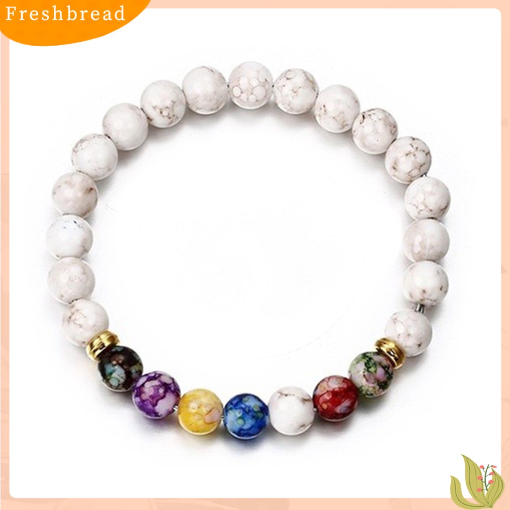 &lt; Freshbread &gt; Beads Gelang Manik-Manik Warna-Warni Tali Elastis Adjustable All-match Hadiah Hias Faux Volcanic Agate Stone Energy Bangle Fashion Charm Untuk Pacaran