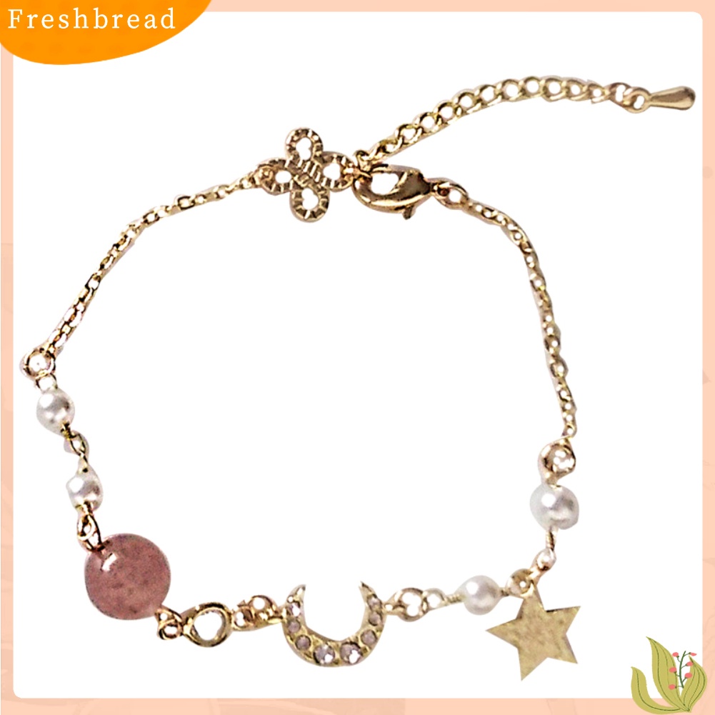 &lt; Freshbread &gt; Fashion Wanita Berlian Imitasi Bintang Bulan Manik Pesona Rantai Gelang Bangle Perhiasan Hadiah