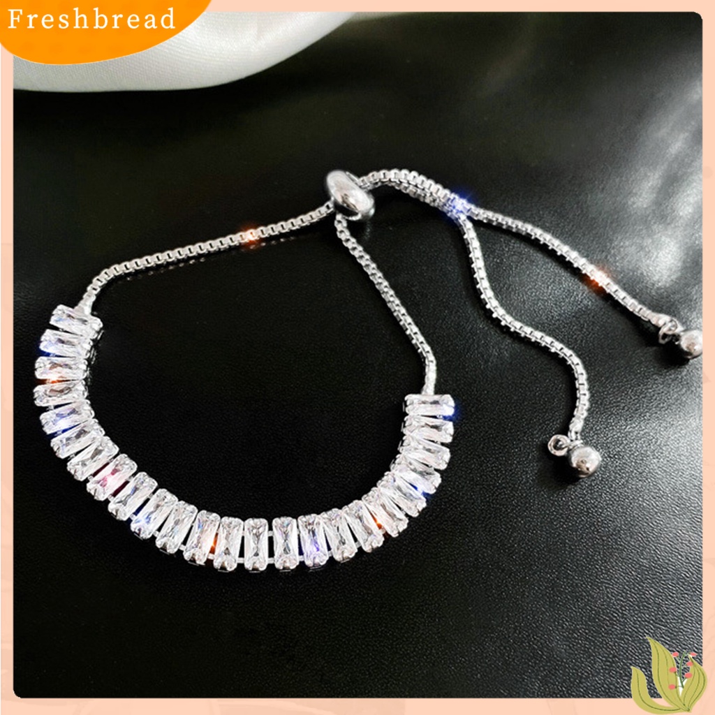 &lt; Freshbread &gt; Wanita Gelang Mewah Hias Menarik Adjustable All-match Perhiasan Hadiah Geometris Wanita Fashion Berlian Imitasi Mengkilap Tarik Gelang Untuk Pernikahan