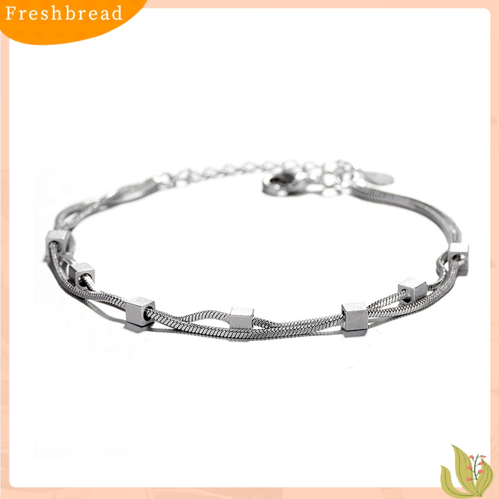 &lt; Freshbread &gt; Gelang Wanita Double Layer Snake Chains Jewelry Adjustable Square Bracelet Untuk Pesta Pernikahan Perjamuan