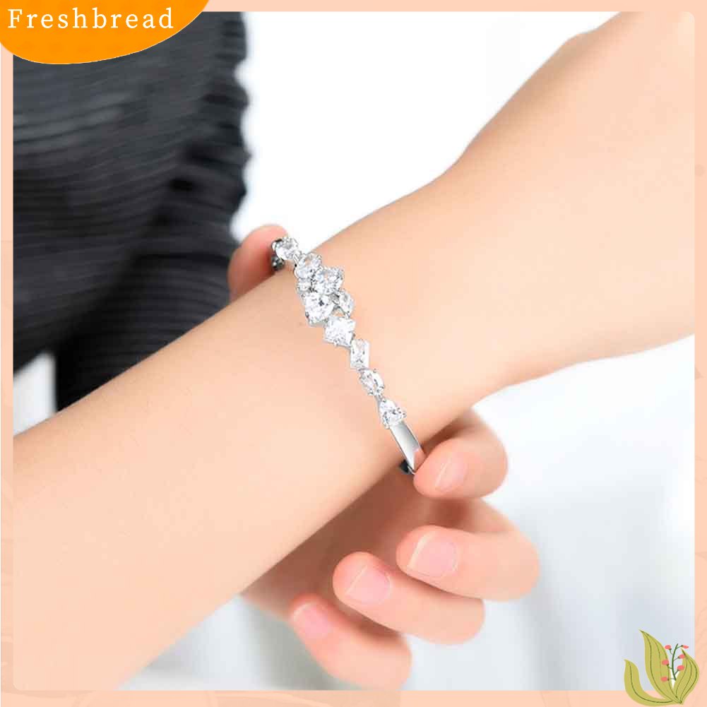 &lt; Freshbread &gt; Fashion Wanita Cubic Zirconia Hias Gelang Bangle Pesta Pernikahan Perhiasan Hadiah