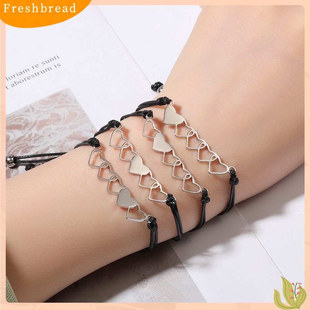 &lt; Freshbread &gt; 2/3/4Pcs Women Bracelets Adjustable Hand Made Heart Decor Hias Braided Dekorasi Kepribadian Ibu Putri Jantung Gelang Hadiah Hari Ibu