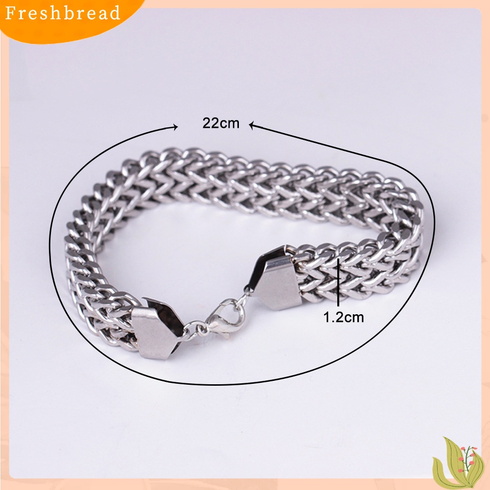 &lt; Freshbread &gt; Pria Stainless Steel Gelang Bangle Desain Sederhana Vintage Rantai Ular Perhiasan