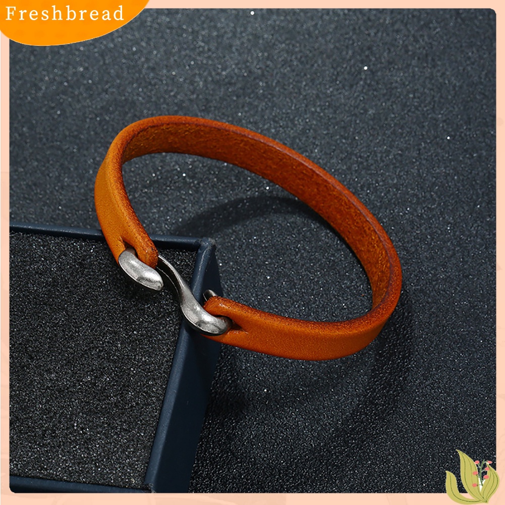 &lt; Freshbread &gt; Vintage Kulit Sapi Tipis Kait Gesper Gelang Man Punk Jewelry Wrist Band Bangle