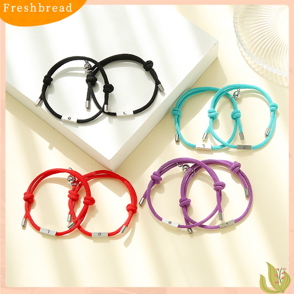< Freshbread > 1pasang Gelang Mengepang Colorfast Dekorasi Multicolor Opsional Adjustable Gelang Pasangan Untuk Liburan
