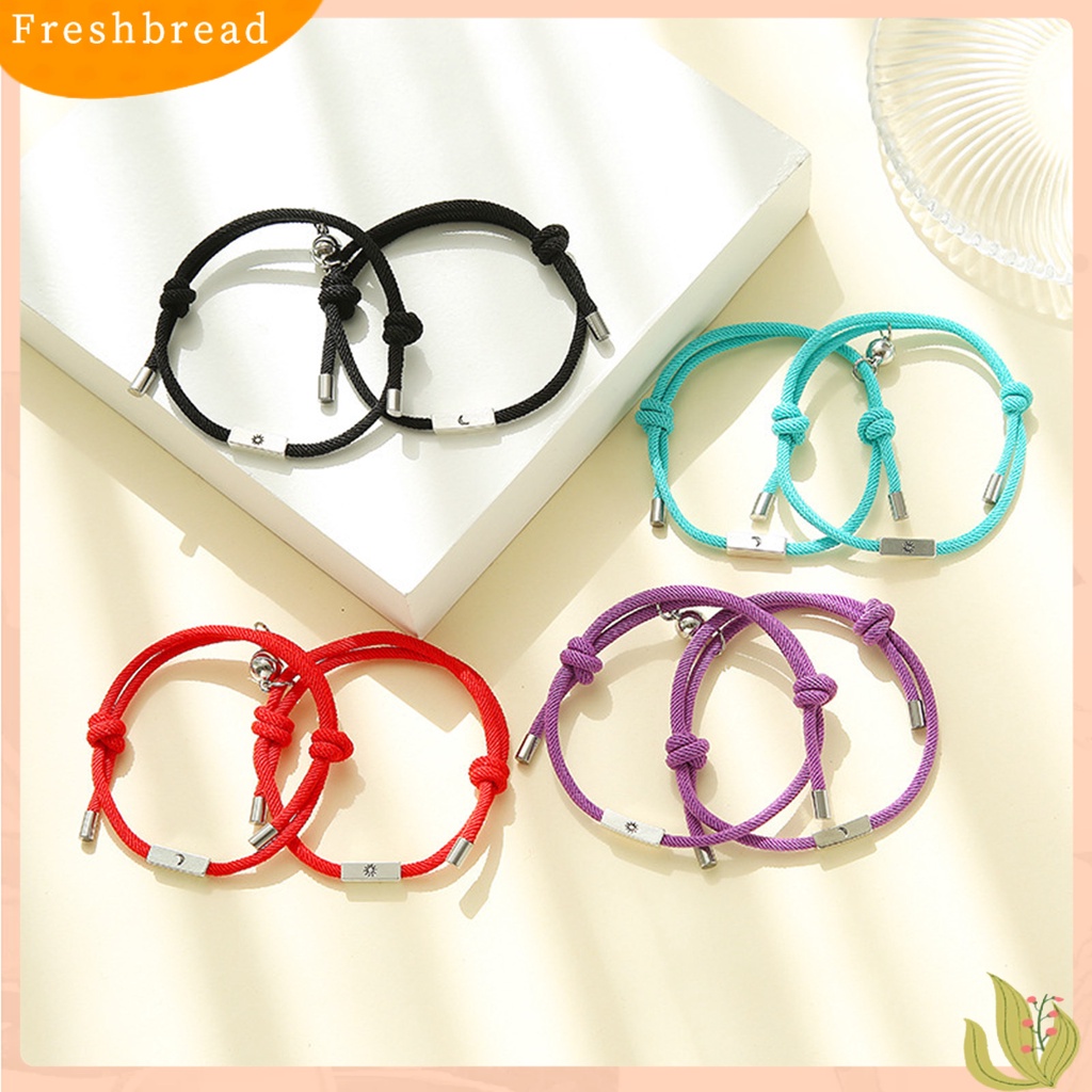 &lt; Freshbread &gt; 1pasang Gelang Mengepang Colorfast Dekorasi Multicolor Opsional Adjustable Gelang Pasangan Untuk Liburan