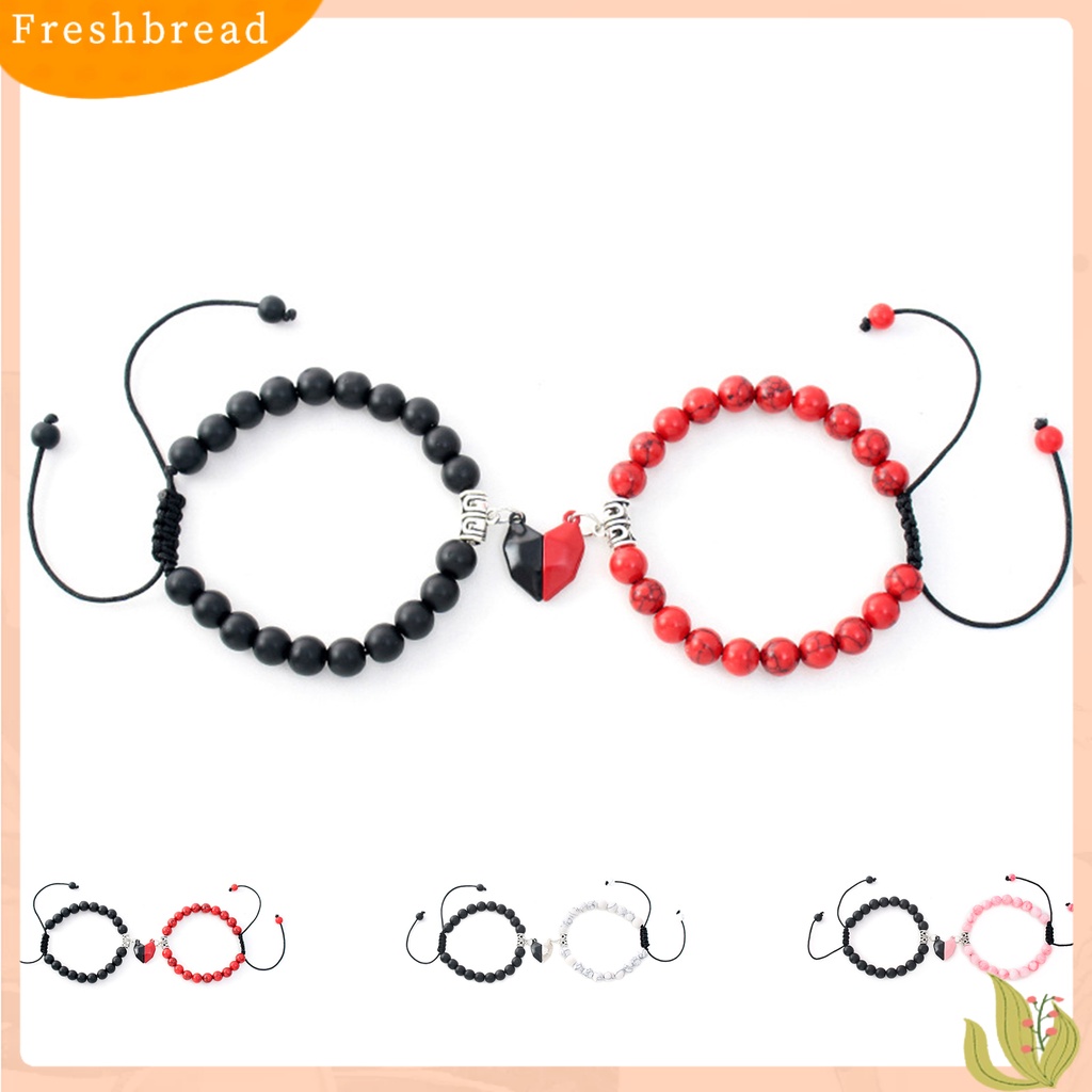 &lt; Freshbread &gt; 2Pcs Gelang Couple ic Hati Pria Wanita Kilau Terang Halus Yang Sesuai Dengan Kekasih Gelang Perhiasan Hadiah