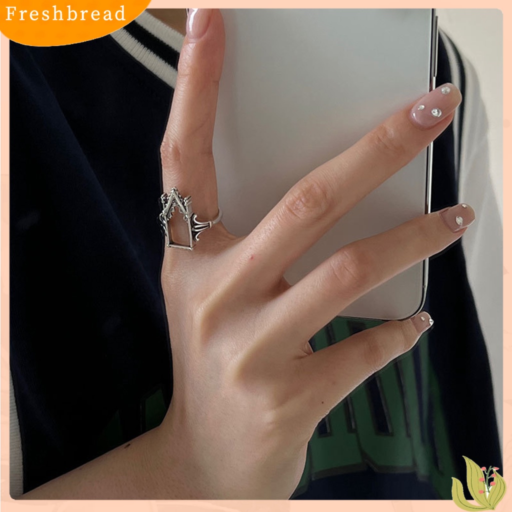 &lt; Freshbread &gt; Cincin Pesta Retro Desain Bukaan Dapat Disesuaikan Gaya Kastil Finishing Antik Electroplating Dress Up Perhiasan Vintage Castle Open Ring Untuk Pesta