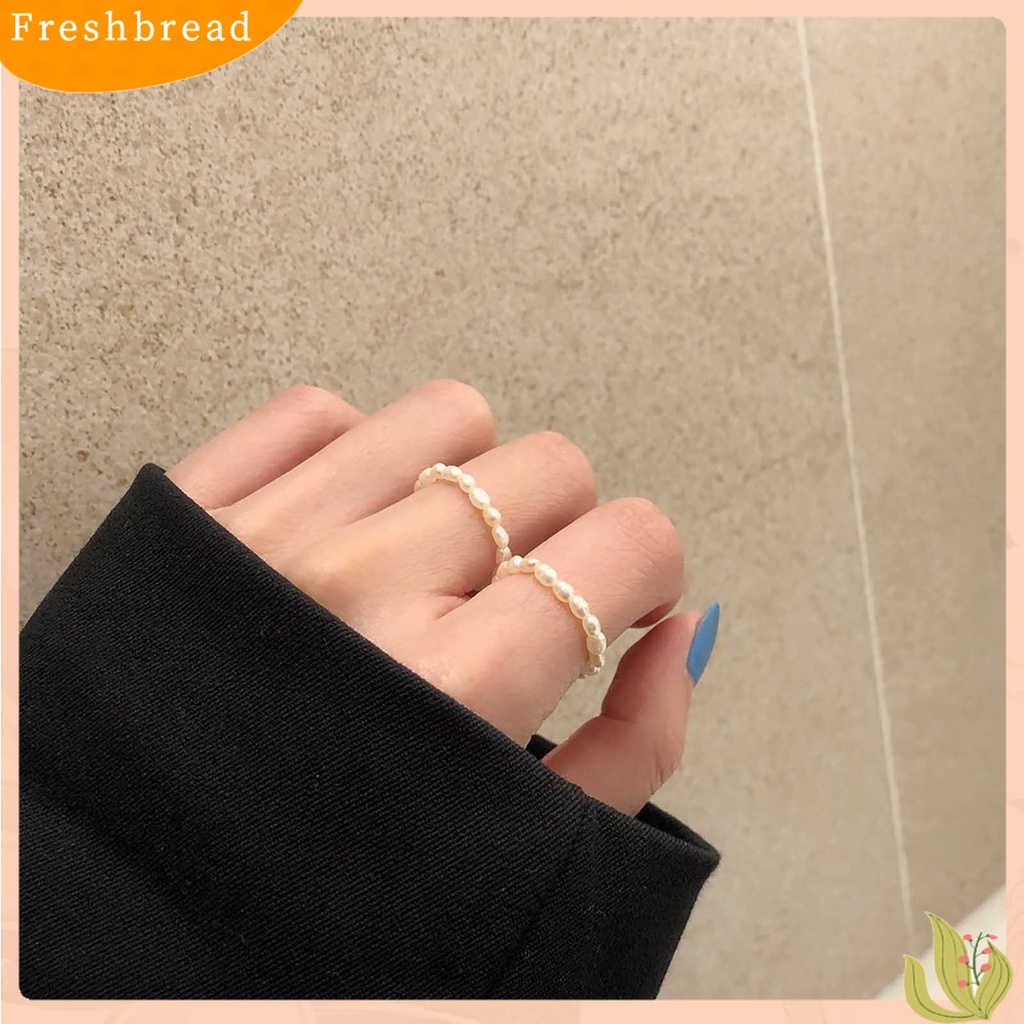 &lt; Freshbread &gt; Sederhana Elegan Tali Wanita Cincin Hadiah Multi Manik-Manik Mutiara Imitasi Cincin Perhiasan Aksesoris