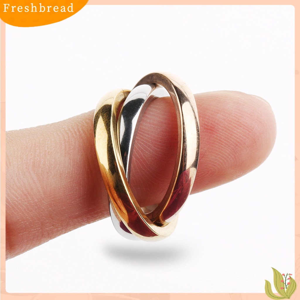 &lt; Freshbread &gt; Fashion Wanita 3band Multilayer Stainless Steel Slim Polos Criss Ring Hadiah