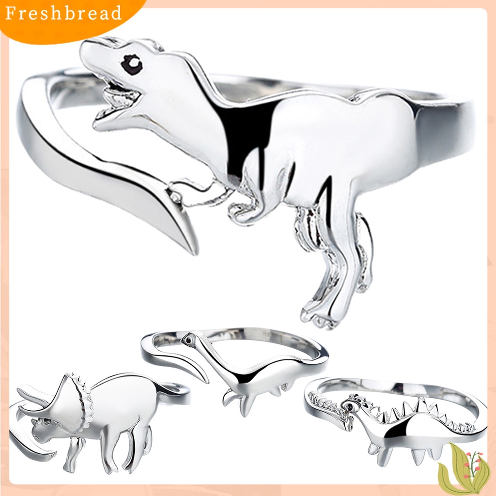 &lt; Freshbread &gt; Cincin Dinosaurus Dapat Disesuaikan Ramah Kulit Open Finger Lead-free Ring Cincin Logam Lucu Untuk Anak Perempuan