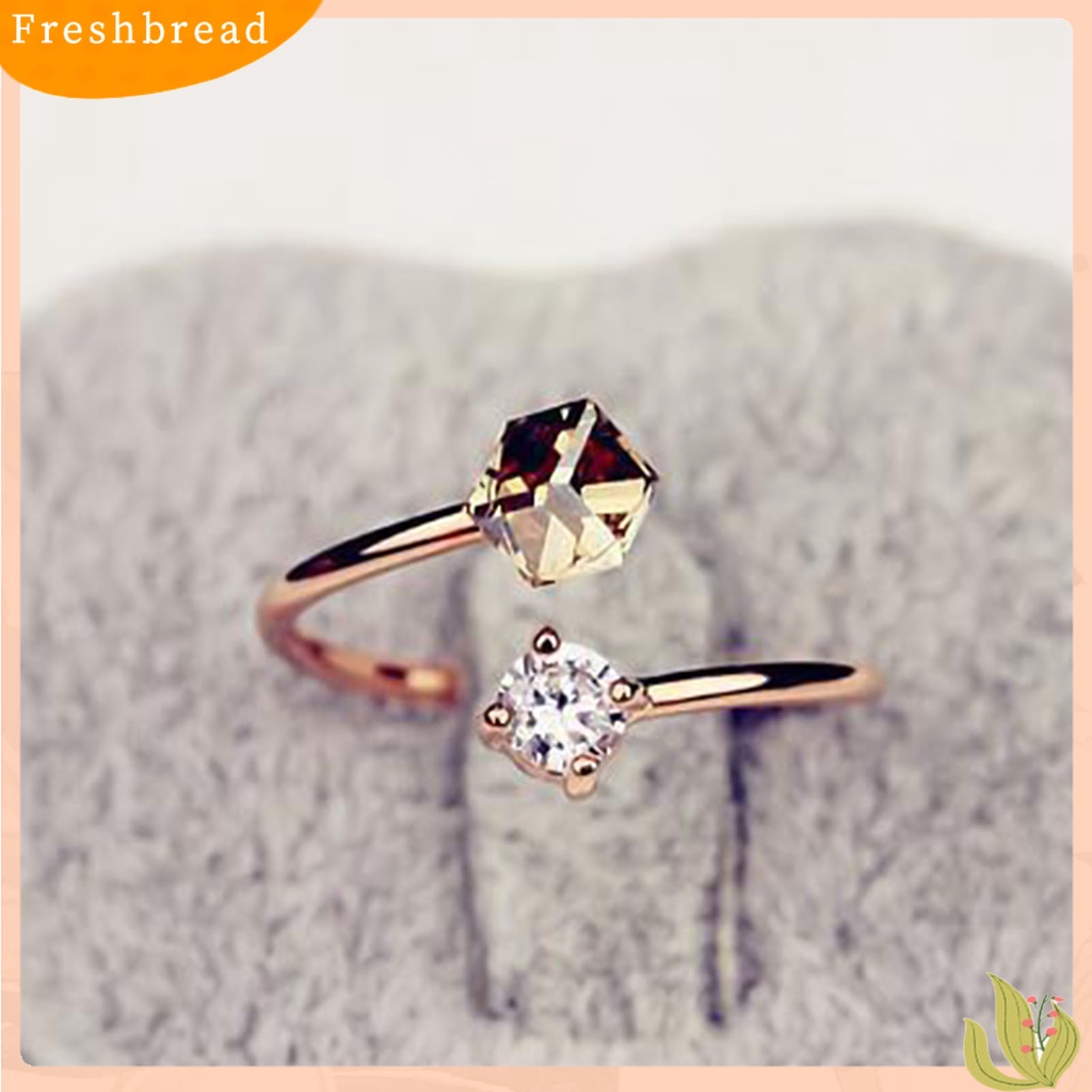 < Freshbread > Cincin Terbuka Dapat Disesuaikan Wanita Perhiasan Cubic Zirconia Warna-Warni Untuk Pertunangan