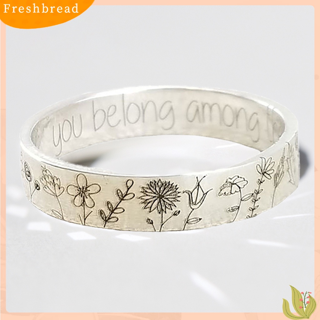 &lt; Freshbread &gt; Cincin Jari Motif Bunga Indah Paduan Pecinta Tulisan Dandelion Ring Untuk Pacaran