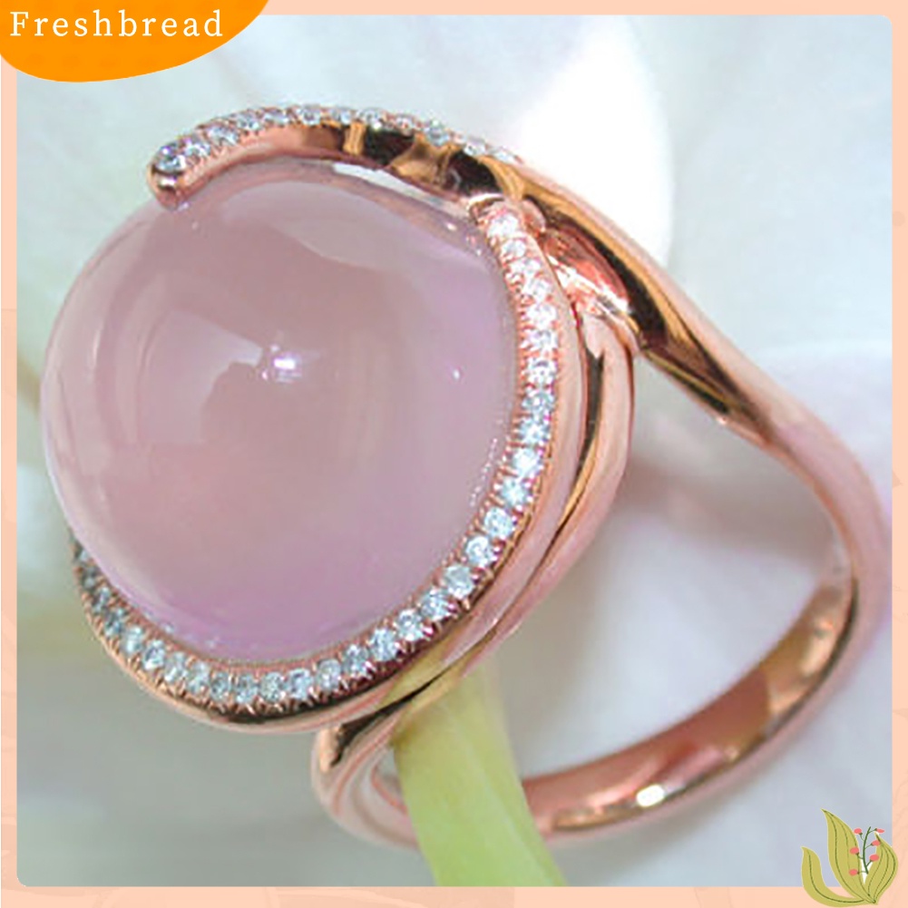 &lt; Freshbread &gt; Wanita Faux Moonstone Berlian Imitasi Bertatahkan Jari Cincin Hadiah Perhiasan Pesta Pernikahan